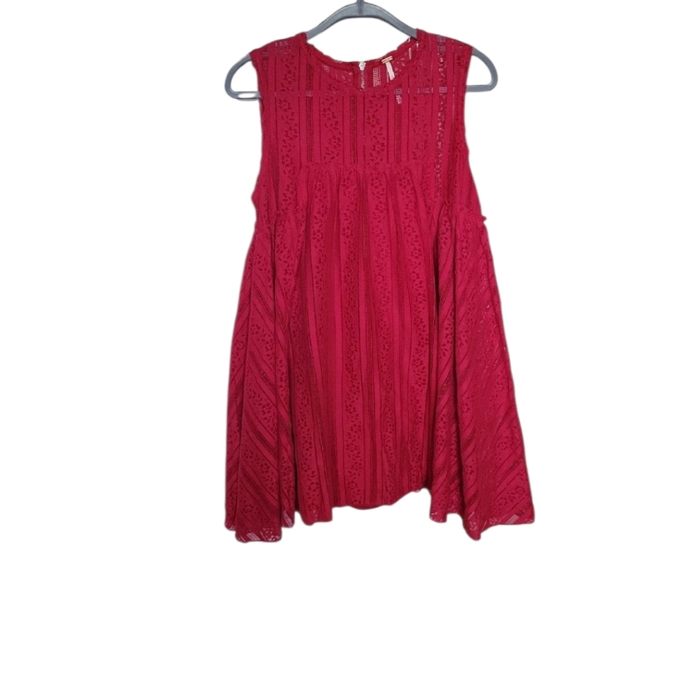 Free People Ruby Red Lace Sleeveless Dress Small
